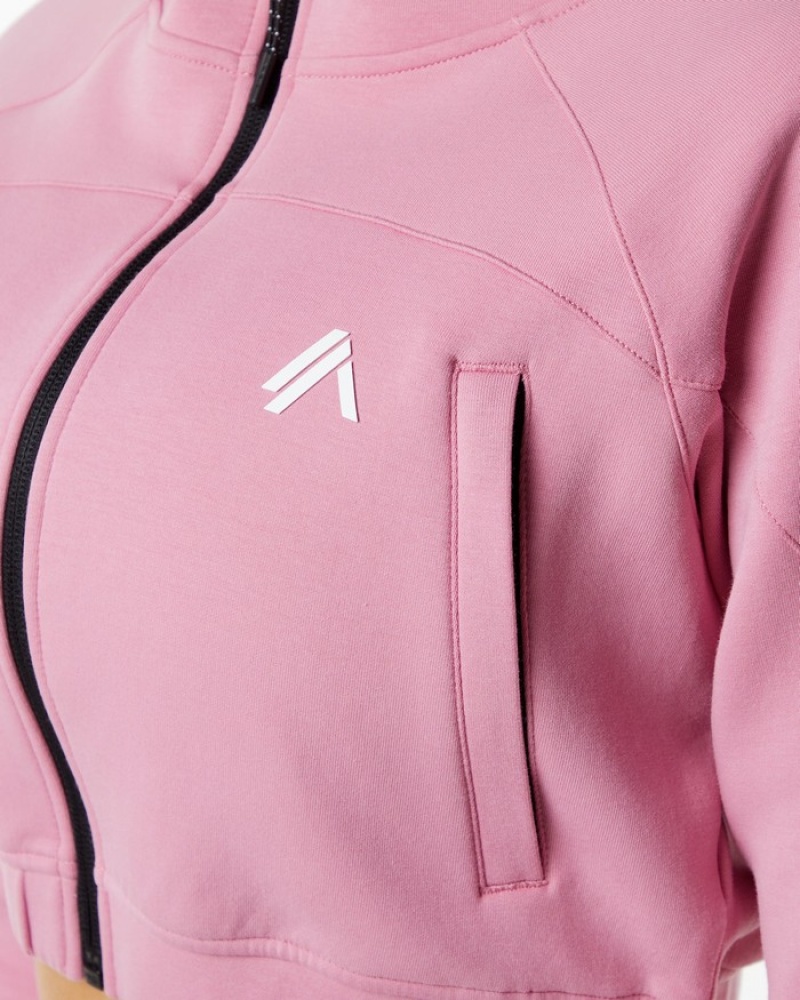 Geaca Dama Alphalete ELMTS Full-Zip Crop Roz | 692450-FTN