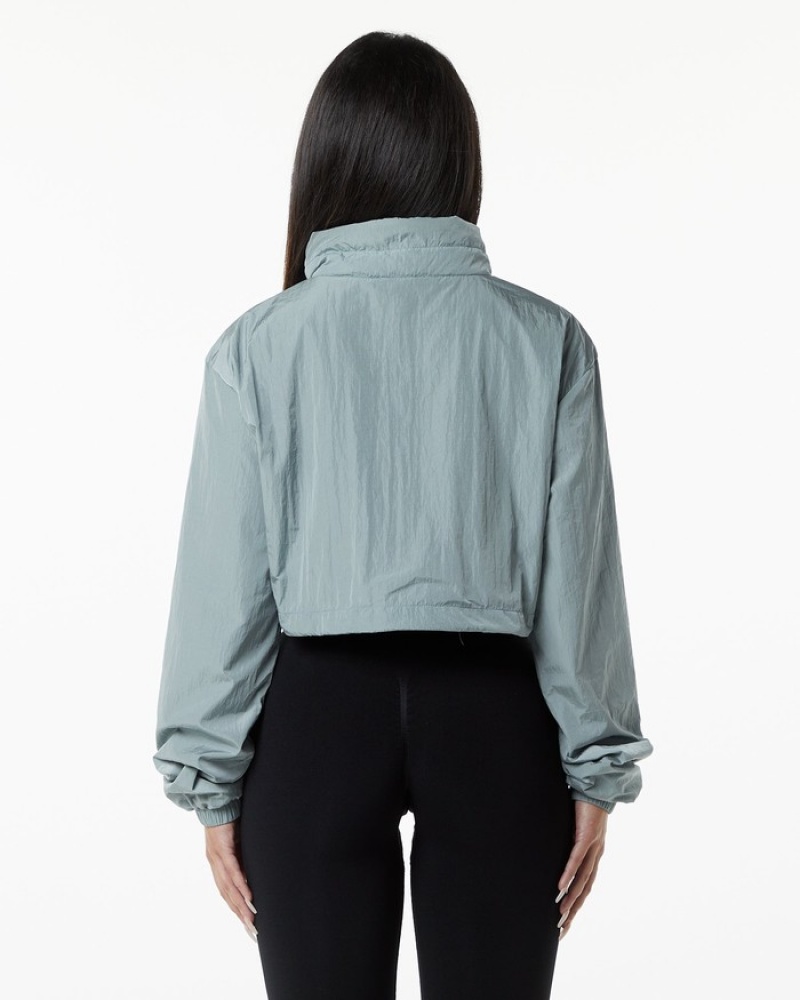 Geaca Dama Alphalete Endure Crop Gri Albastri | 823906-HWJ