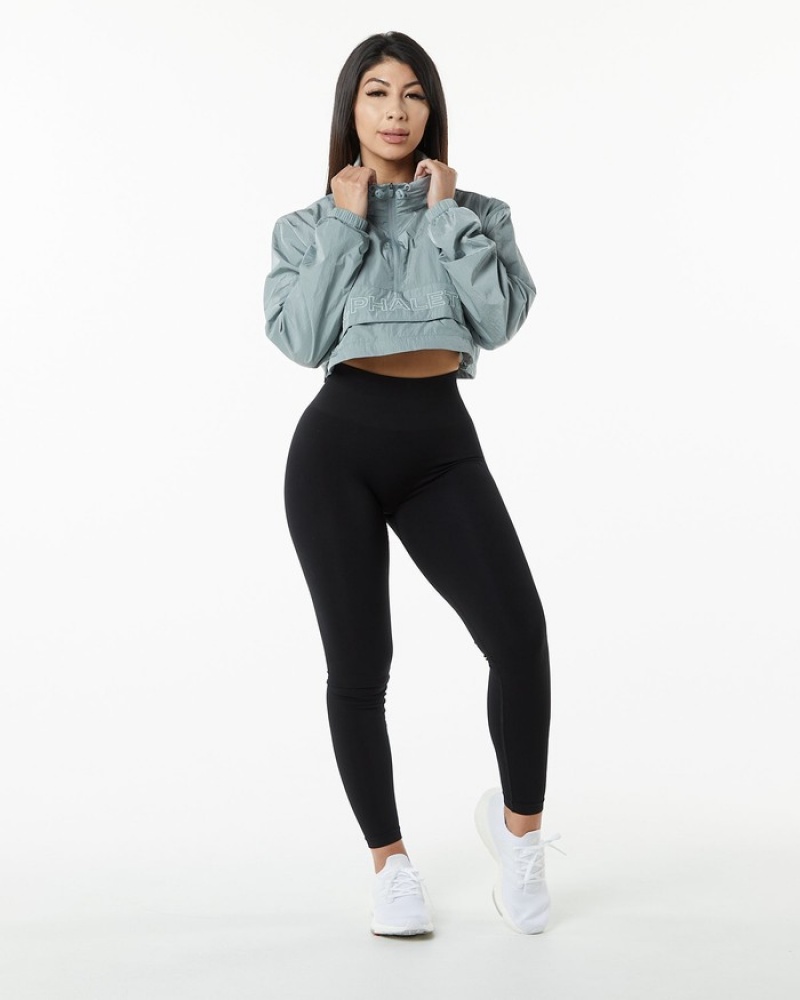 Geaca Dama Alphalete Endure Crop Gri Albastri | 823906-HWJ