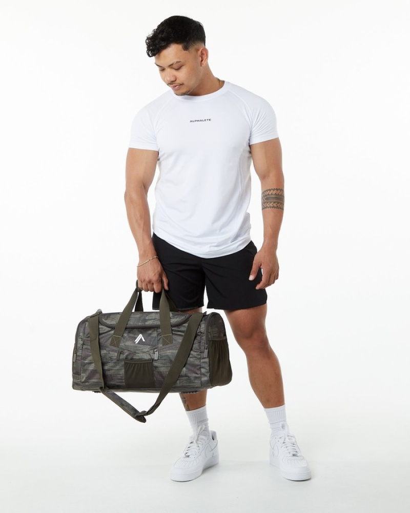 Genti Barbati Alphalete Essential Duffel Masline Verzi Camuflaj | 931240-AGJ
