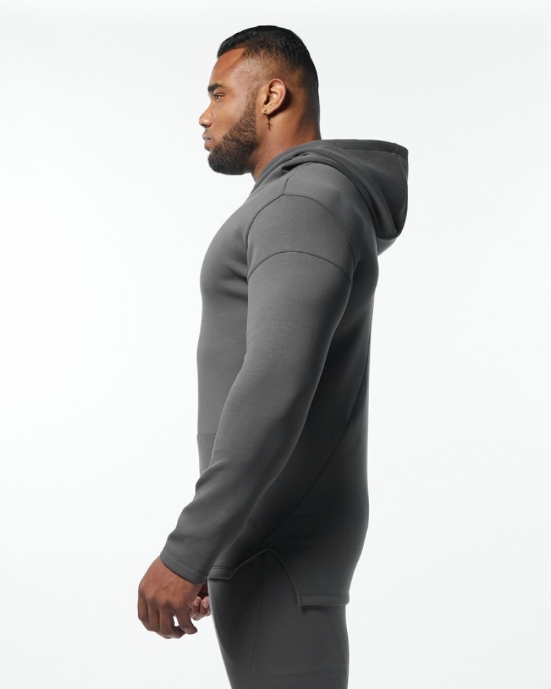 Hanorac Cu Gluga Barbati Alphalete ELMTS Fitted Gri | 086573-LIH