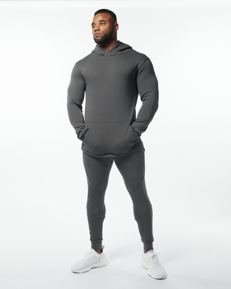 Hanorac Cu Gluga Barbati Alphalete ELMTS Fitted Gri | 086573-LIH