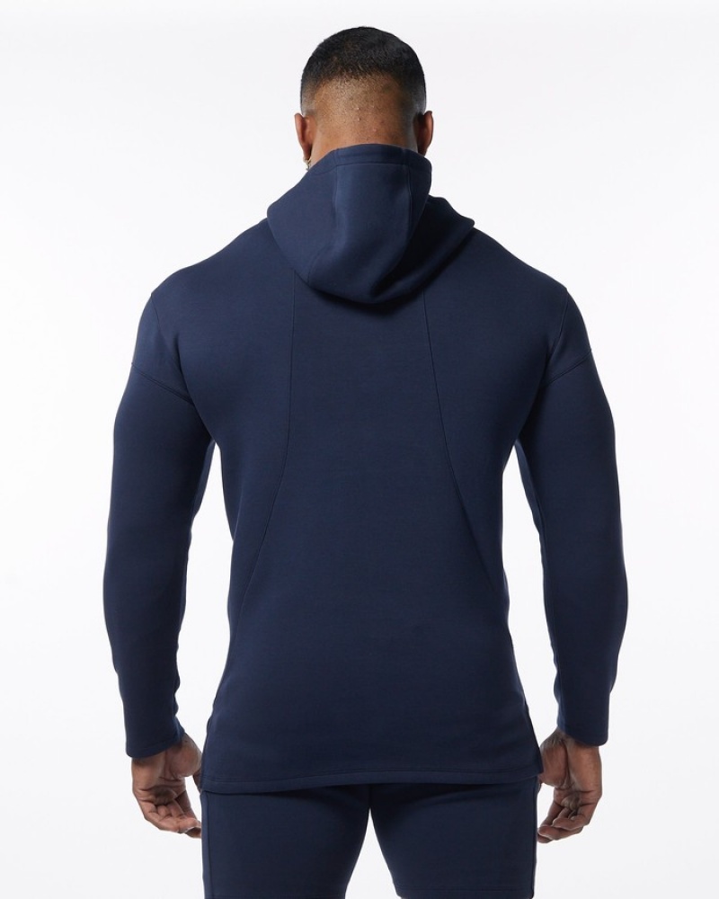 Hanorac Cu Gluga Barbati Alphalete ELMTS Fitted Bleumarin | 091362-NZL