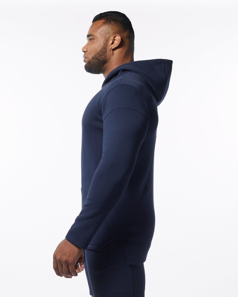 Hanorac Cu Gluga Barbati Alphalete ELMTS Fitted Bleumarin | 091362-NZL