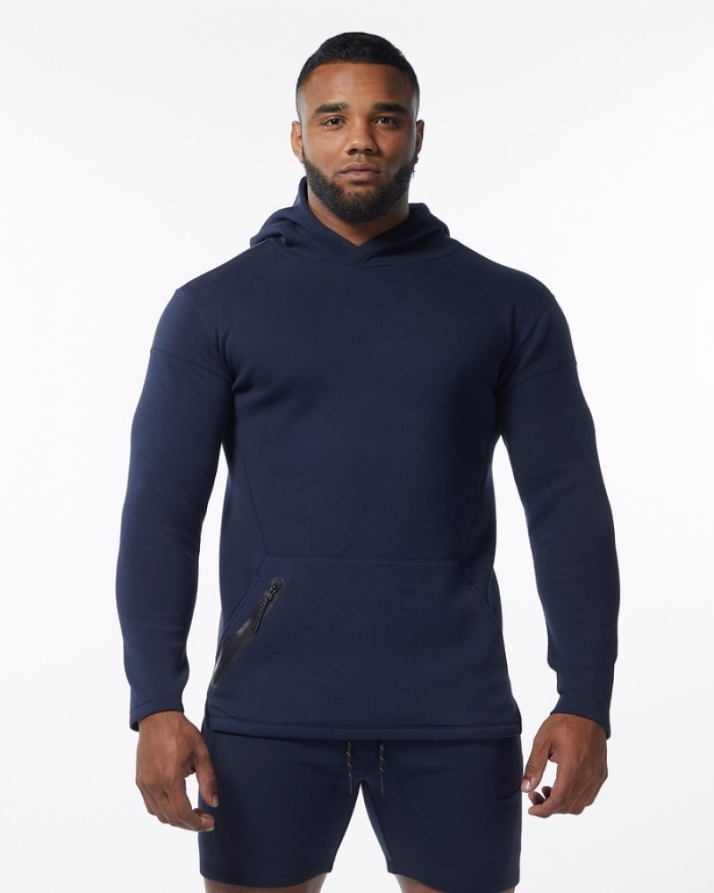 Hanorac Cu Gluga Barbati Alphalete ELMTS Fitted Bleumarin | 091362-NZL