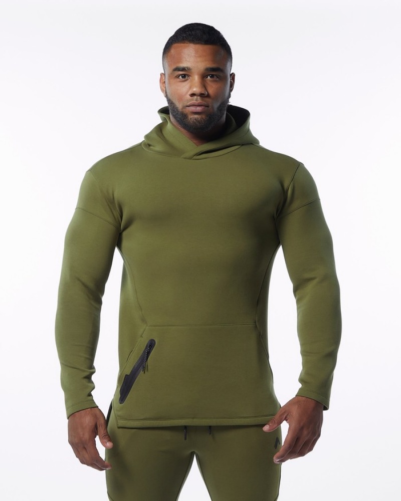 Hanorac Cu Gluga Barbati Alphalete ELMTS Fitted Masline Verzi | 582793-OLD
