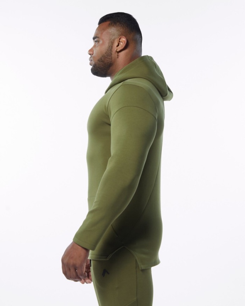 Hanorac Cu Gluga Barbati Alphalete ELMTS Fitted Masline Verzi | 582793-OLD