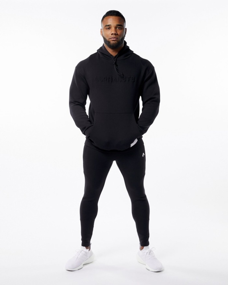 Hanorac Cu Gluga Barbati Alphalete ELMTS Negrii | 982750-TXI