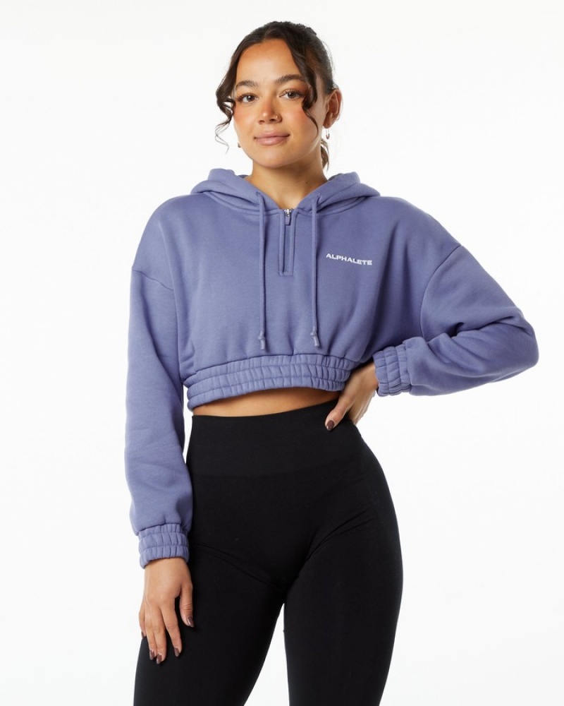 Hanorac Cu Gluga Dama Alphalete Classicital Crop Violet | 865074-BVU