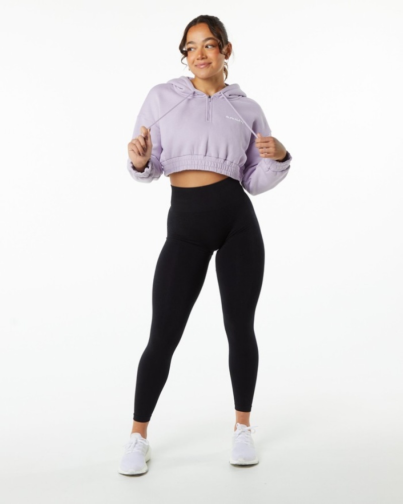 Hanorac Cu Gluga Dama Alphalete Classicital Crop Violet | 169205-FNR