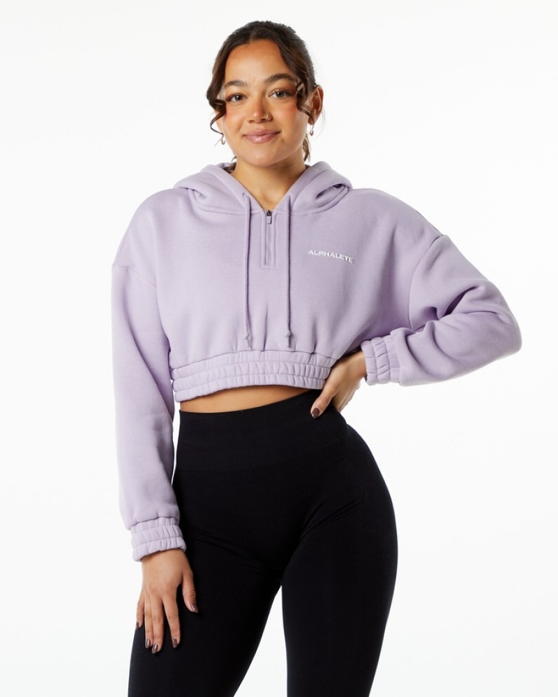 Hanorac Cu Gluga Dama Alphalete Classicital Crop Violet | 169205-FNR