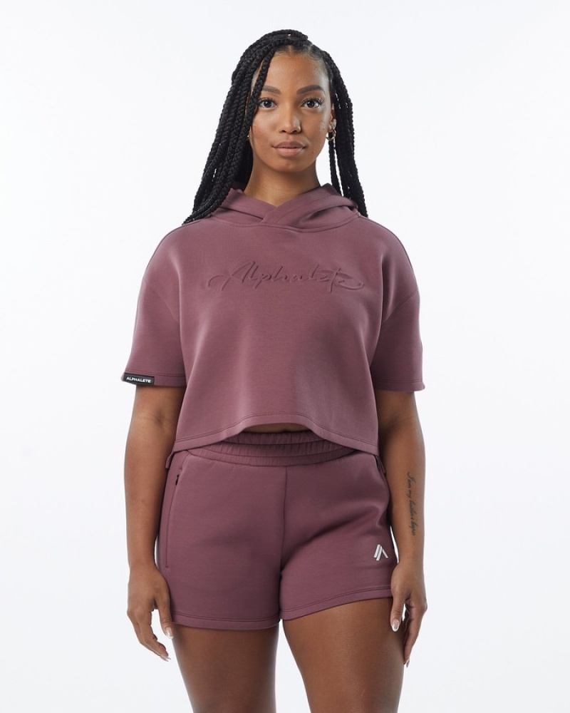 Hanorac Cu Gluga Dama Alphalete ELMTS Half Sleeve Violet | 570384-VZK