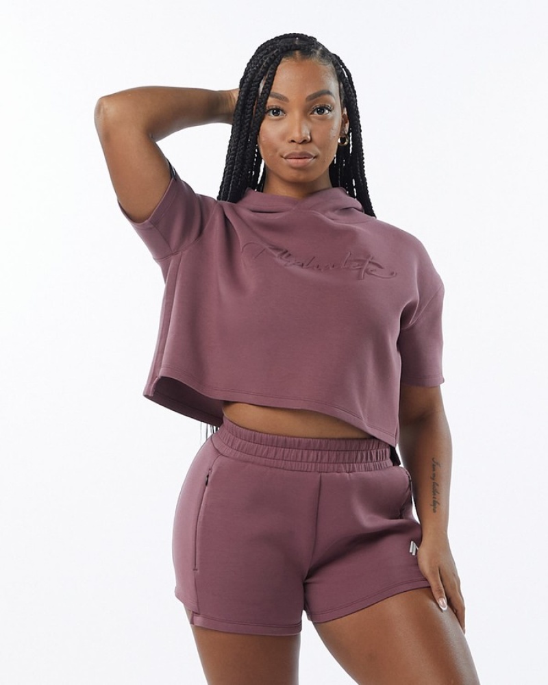 Hanorac Cu Gluga Dama Alphalete ELMTS Half Sleeve Violet | 570384-VZK