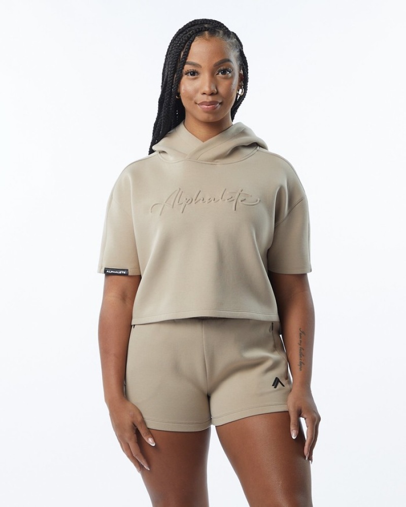 Hanorac Cu Gluga Dama Alphalete ELMTS Half Sleeve Maro | 915278-RMQ