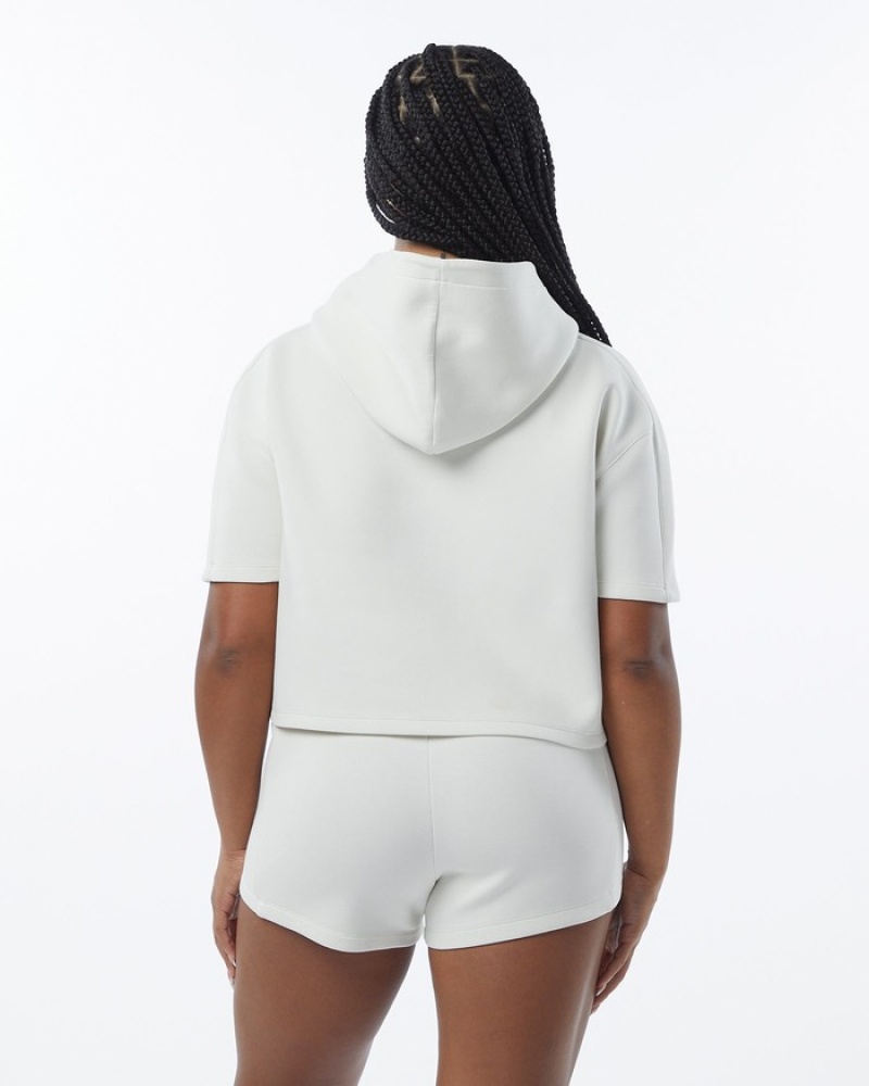 Hanorac Cu Gluga Dama Alphalete ELMTS Half Sleeve Albi | 071235-VOC
