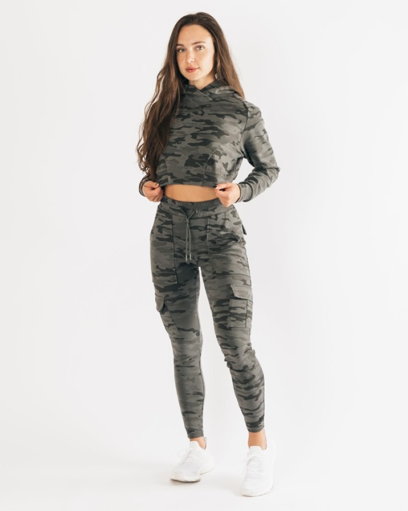 Hanorac Cu Gluga Dama Alphalete Identity Pro Crop Camuflaj | 645379-CIR