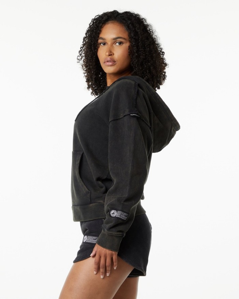 Hanorac Cu Gluga Dama Alphalete Very Terry Negrii | 849502-WGH