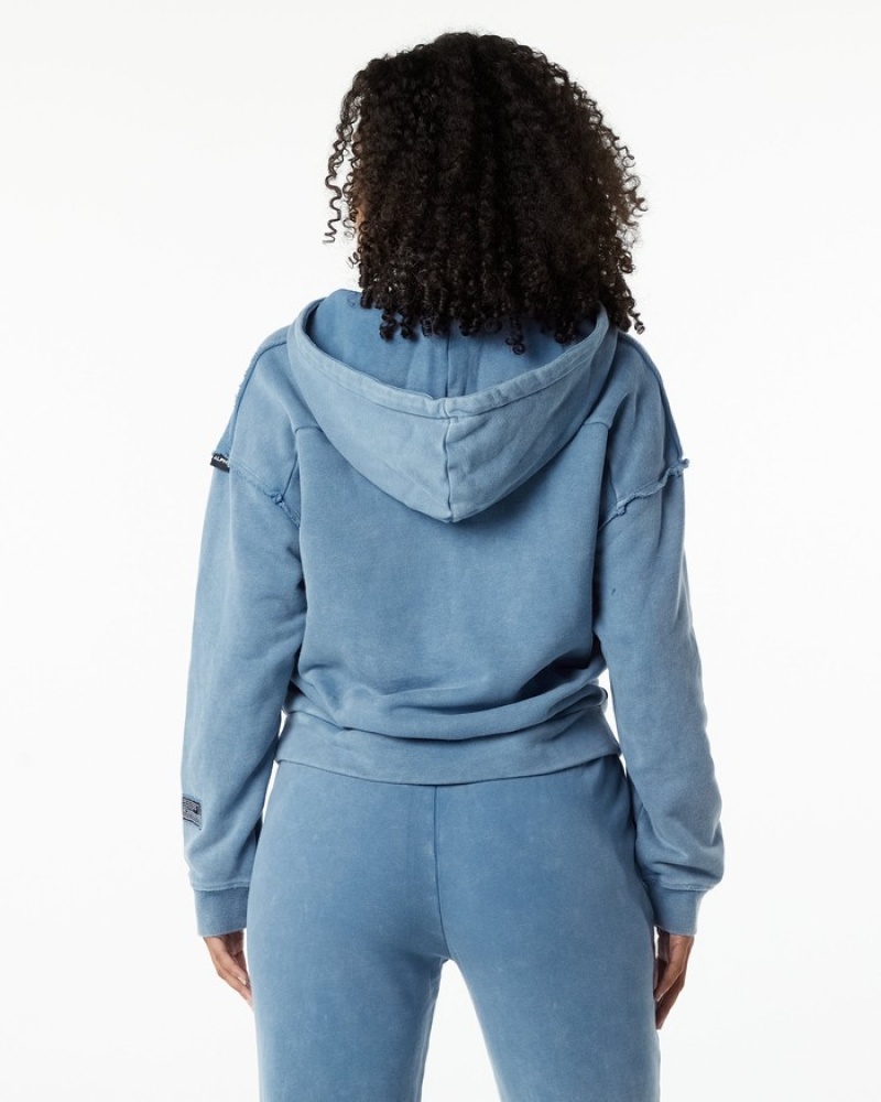 Hanorac Cu Gluga Dama Alphalete Very Terry Albastri | 217453-XHJ