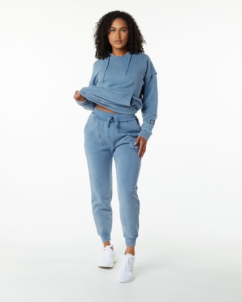Hanorac Cu Gluga Dama Alphalete Very Terry Albastri | 217453-XHJ