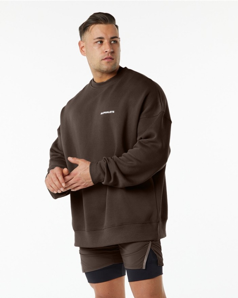 Hanorace Barbati Alphalete Clasici Crew Maro | 704682-SXV