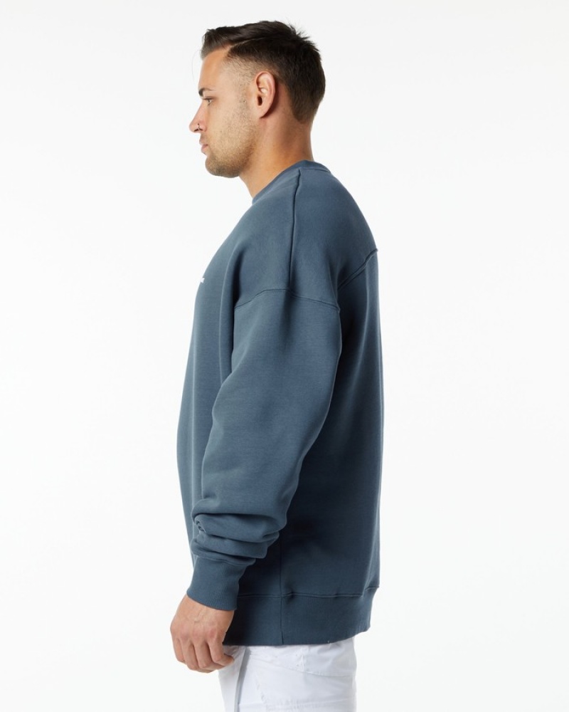 Hanorace Barbati Alphalete Clasici Crew Albastri | 275801-WFU