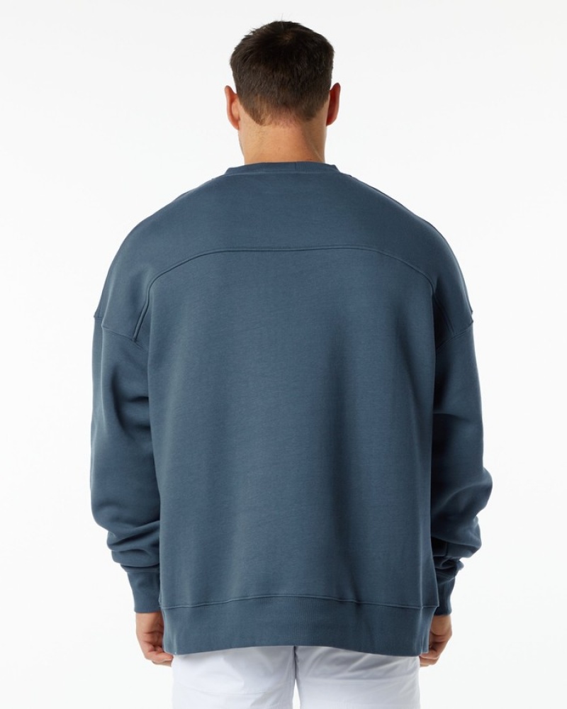 Hanorace Barbati Alphalete Clasici Crew Albastri | 275801-WFU
