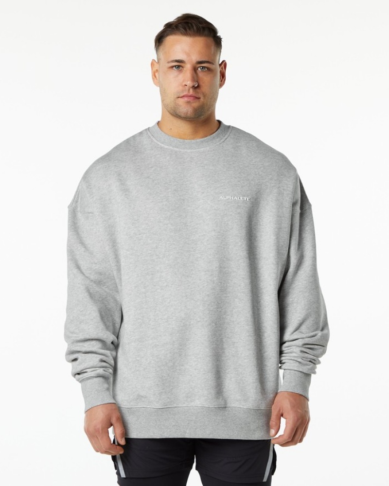 Hanorace Barbati Alphalete Clasici Crew Gri | 709156-OUT
