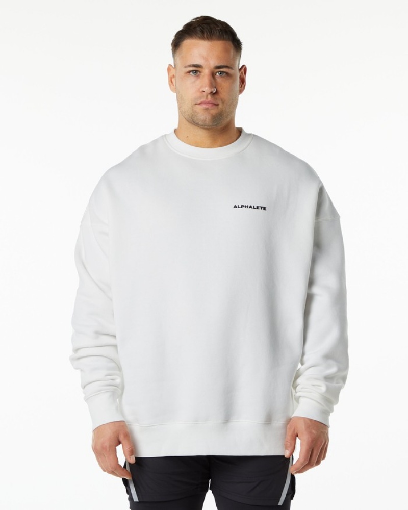 Hanorace Barbati Alphalete Clasici Crew Albi | 537209-CBK