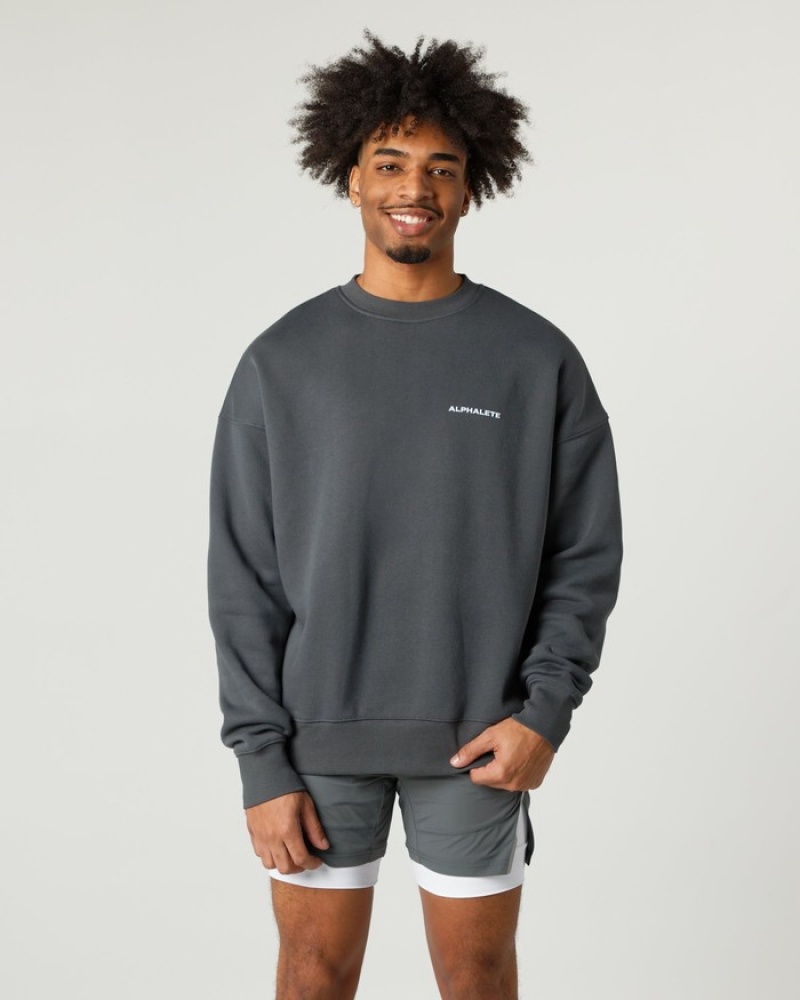 Hanorace Barbati Alphalete Clasici Crew Gri | 478905-OEV