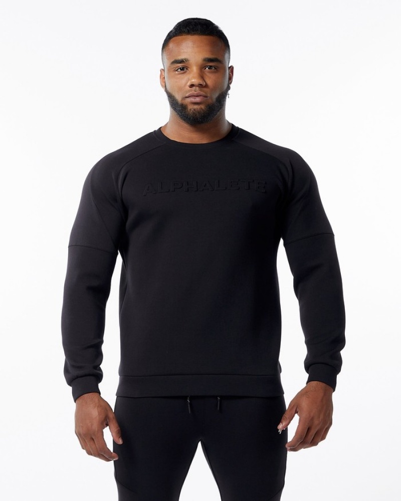 Hanorace Barbati Alphalete ELMTS Crewneck Negrii | 546380-OUX