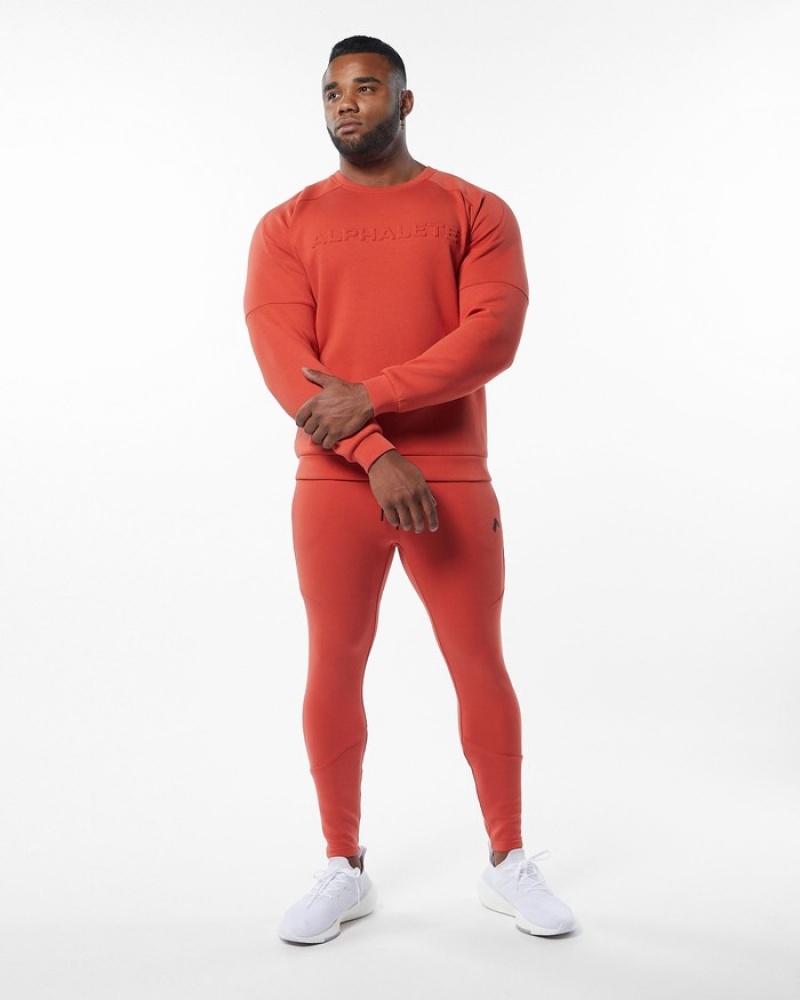 Hanorace Barbati Alphalete ELMTS Crewneck Portocalii | 170259-GNQ