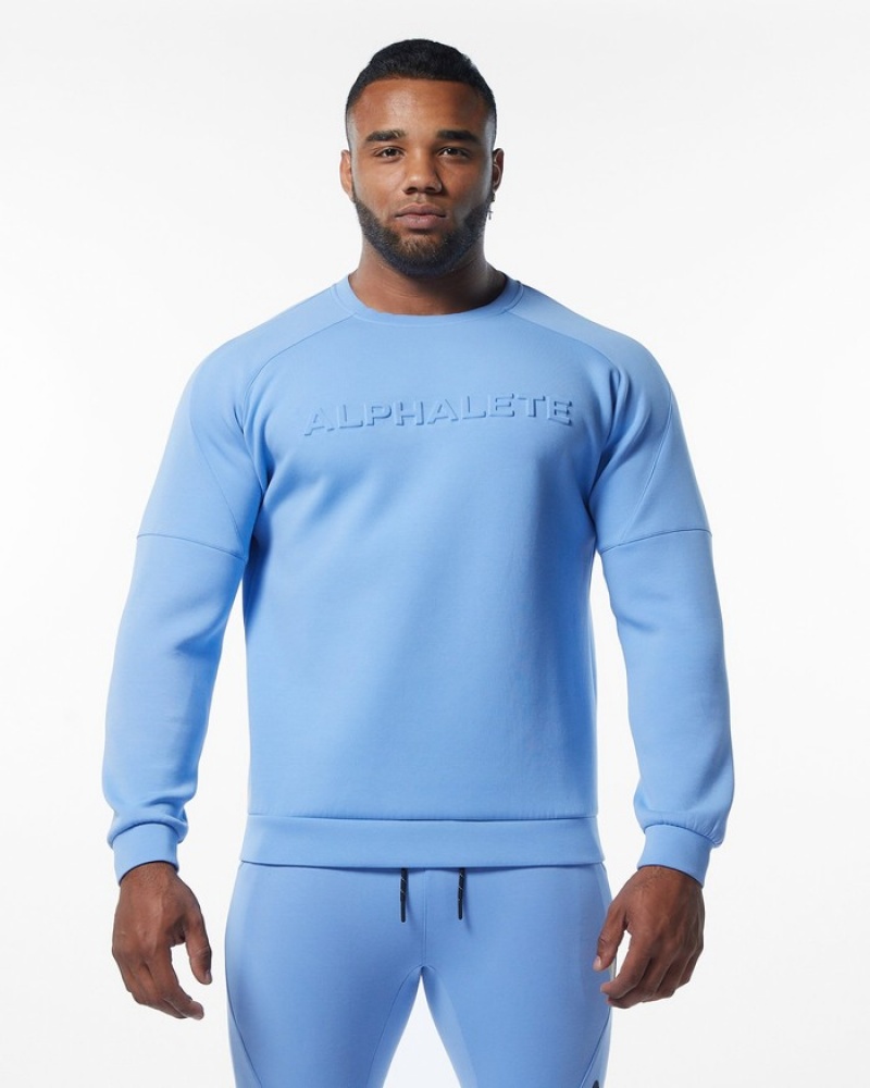 Hanorace Barbati Alphalete ELMTS Crewneck Albastri Deschis | 329485-LOG
