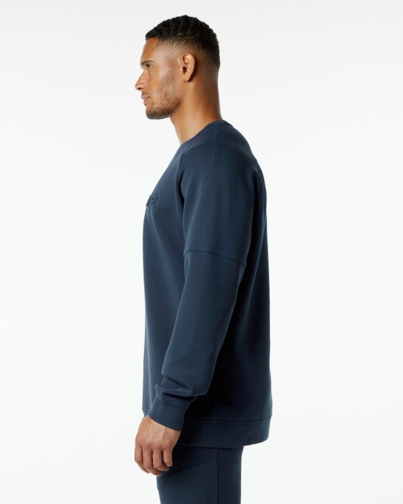 Hanorace Barbati Alphalete ELMTS Crewneck Bleumarin | 694715-STP