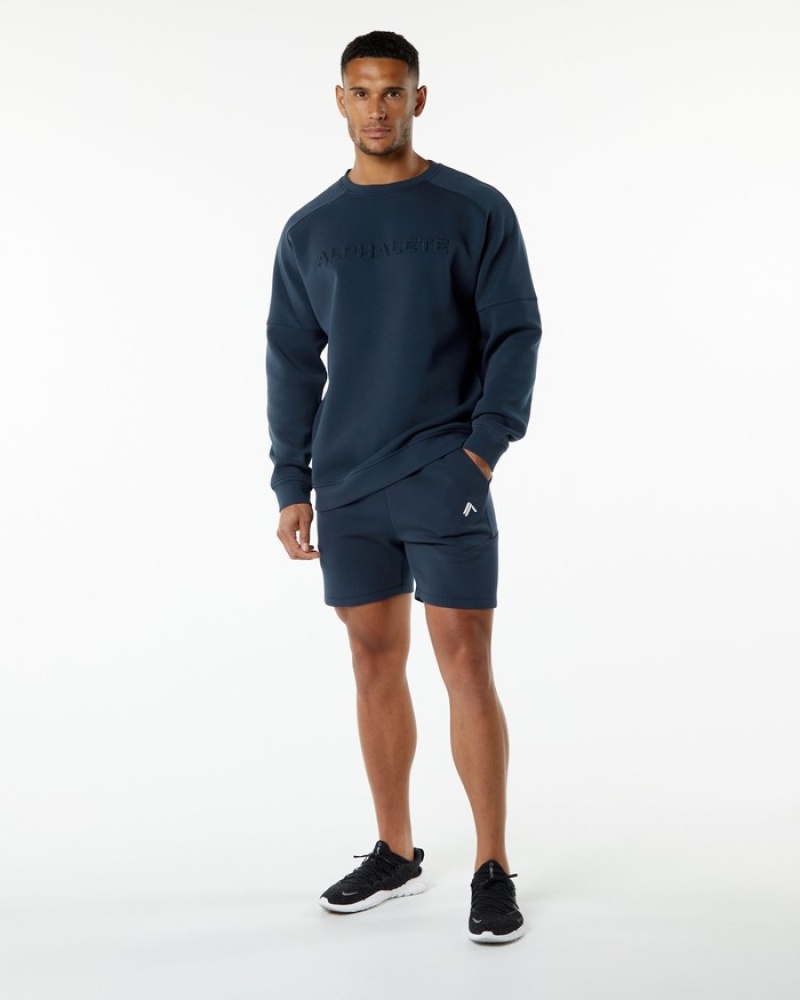 Hanorace Barbati Alphalete ELMTS Crewneck Bleumarin | 694715-STP