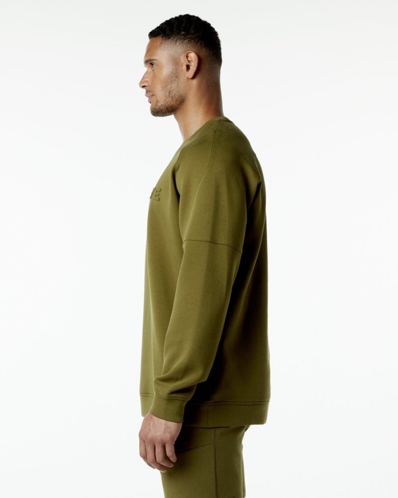 Hanorace Barbati Alphalete ELMTS Crewneck Verzi | 902581-CZY