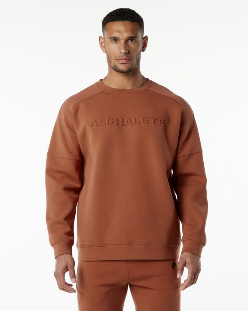 Hanorace Barbati Alphalete ELMTS Crewneck Rosii Inchis | 269130-SHZ