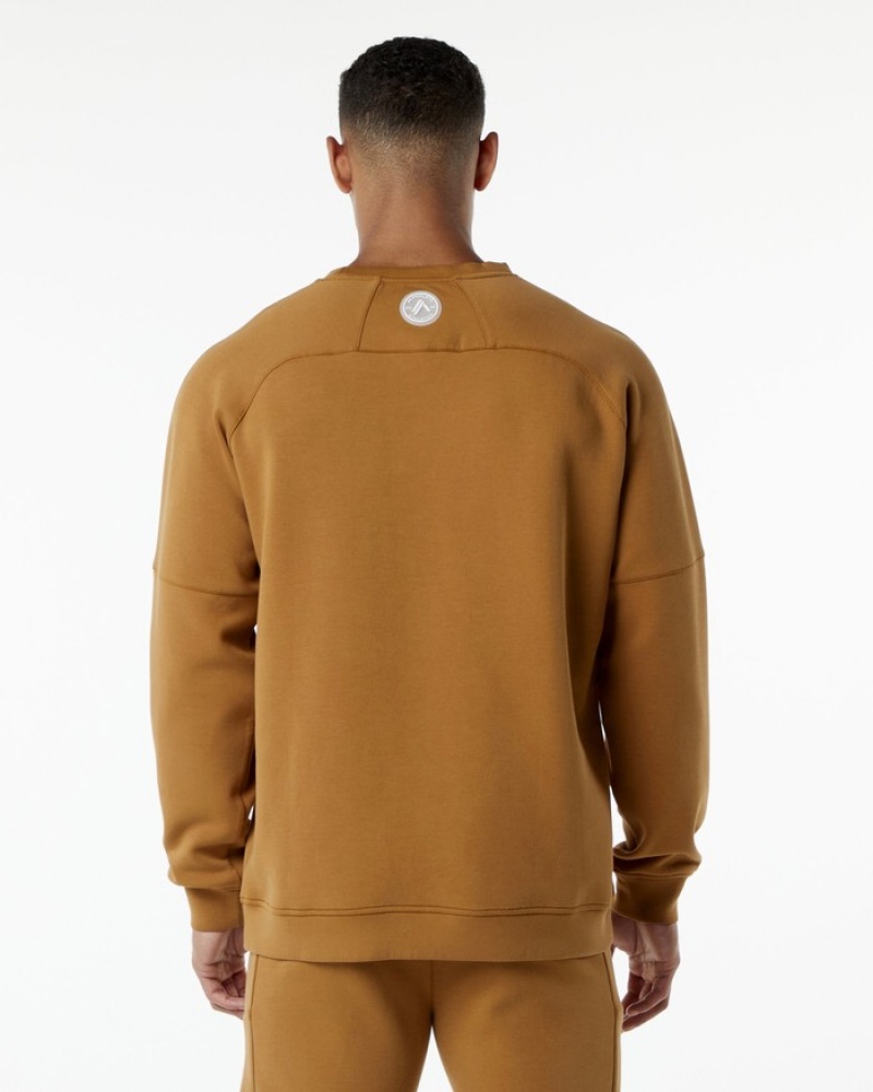 Hanorace Barbati Alphalete ELMTS Crewneck Kaki | 875126-HPC