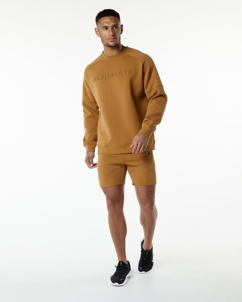 Hanorace Barbati Alphalete ELMTS Crewneck Kaki | 875126-HPC