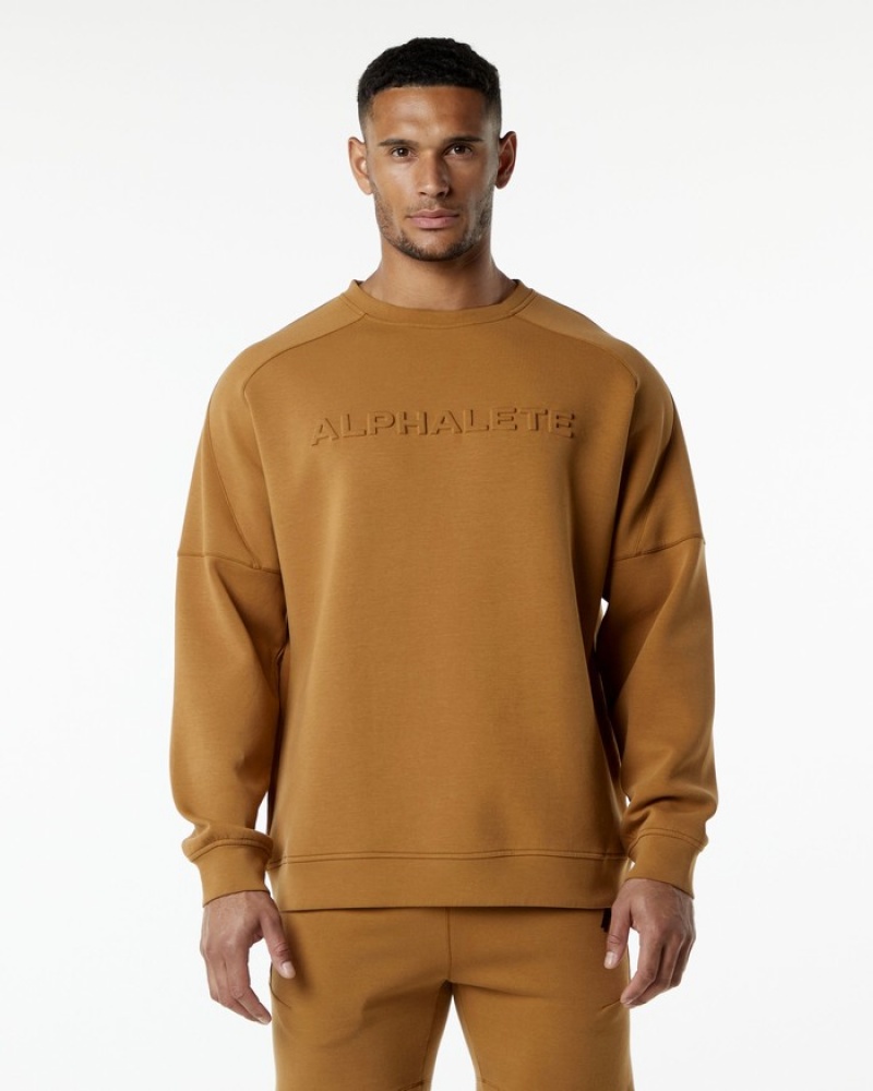 Hanorace Barbati Alphalete ELMTS Crewneck Kaki | 875126-HPC