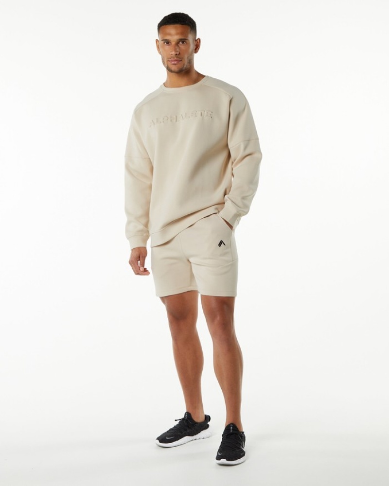 Hanorace Barbati Alphalete ELMTS Crewneck Galbeni Deschis | 819306-MFK