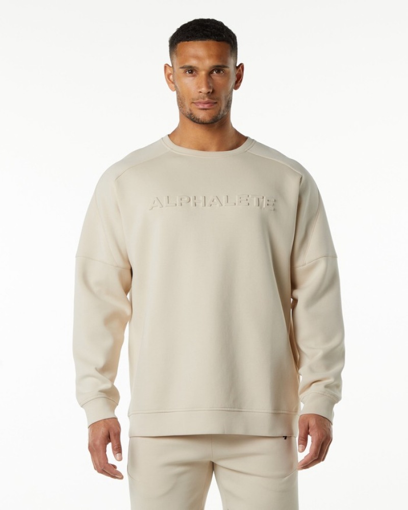 Hanorace Barbati Alphalete ELMTS Crewneck Galbeni Deschis | 819306-MFK