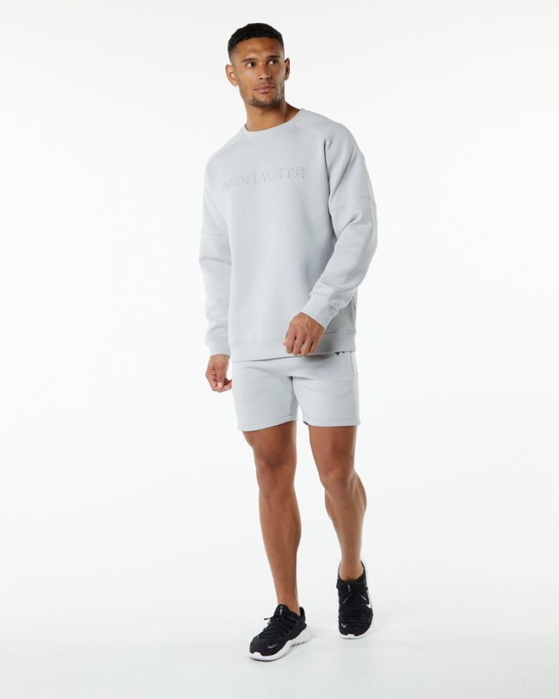 Hanorace Barbati Alphalete ELMTS Crewneck Gri | 396748-OMB