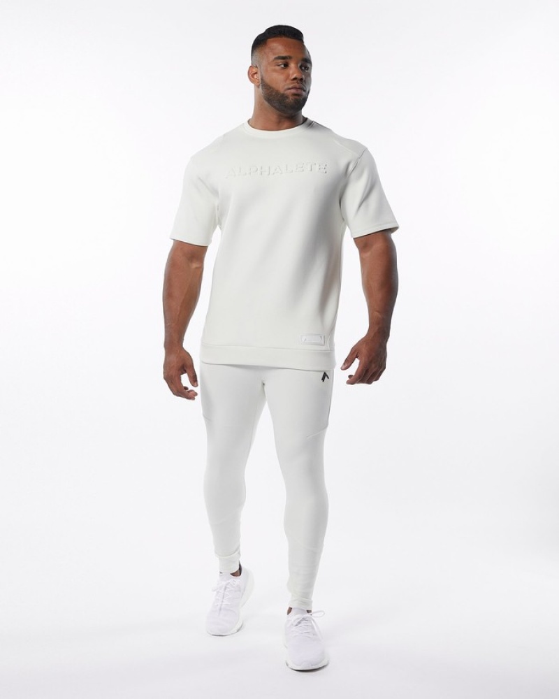 Hanorace Barbati Alphalete ELMTS Half Sleeve Pullover Albi | 968742-QNK