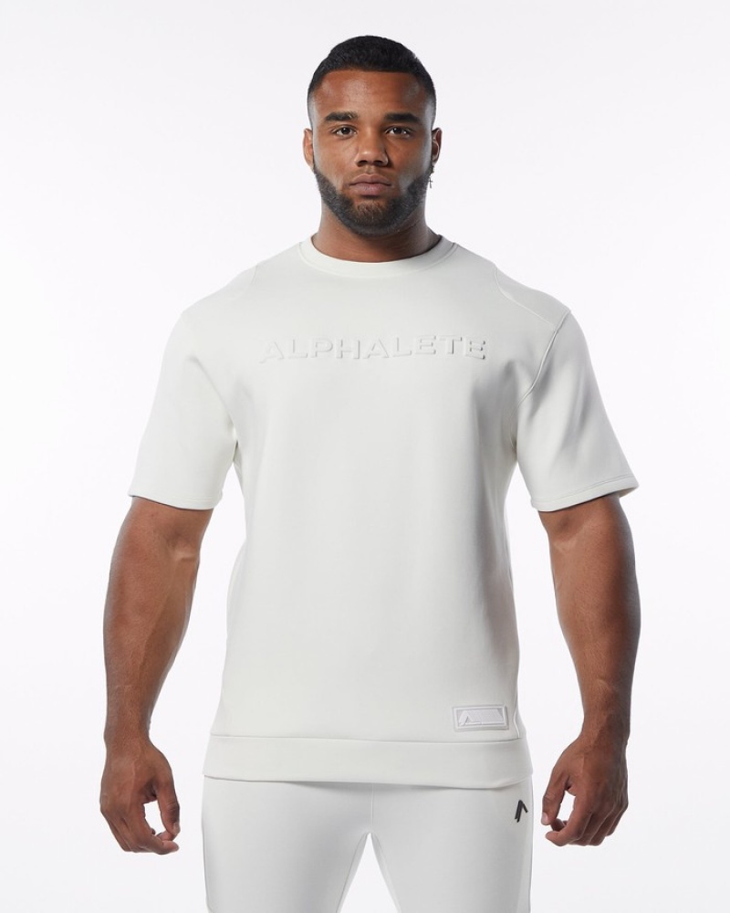 Hanorace Barbati Alphalete ELMTS Half Sleeve Pullover Albi | 968742-QNK