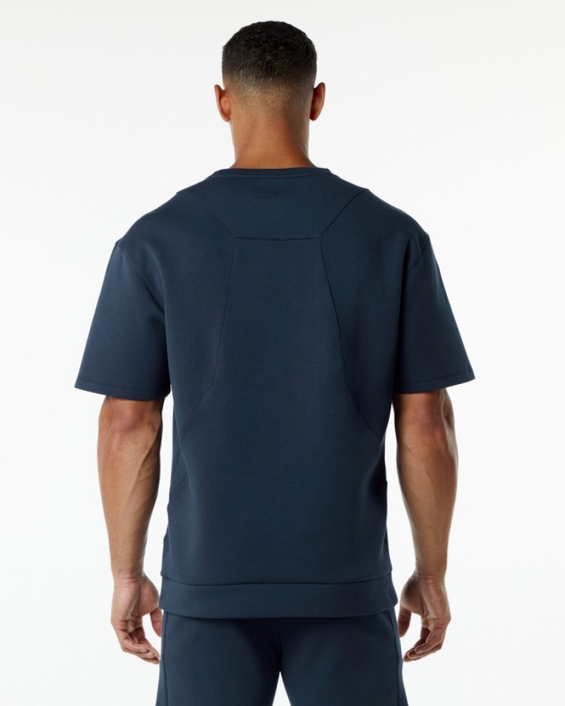 Hanorace Barbati Alphalete ELMTS Half Sleeve Pullover Bleumarin | 806921-PTK