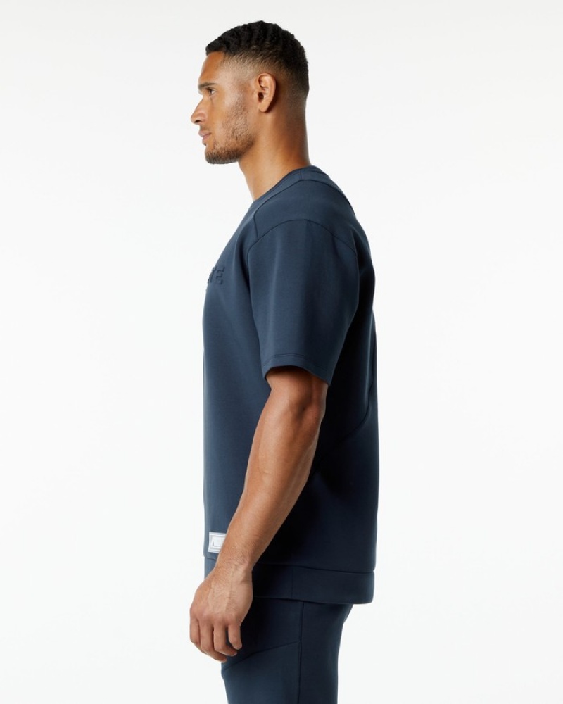 Hanorace Barbati Alphalete ELMTS Half Sleeve Pullover Bleumarin | 806921-PTK
