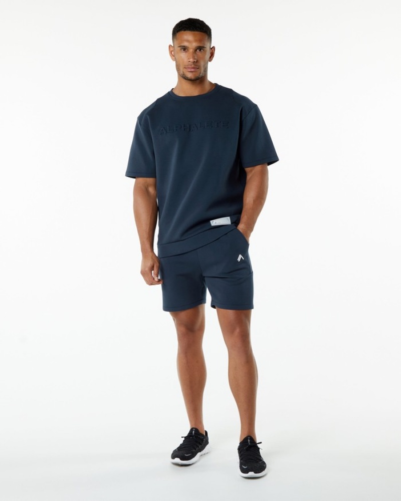 Hanorace Barbati Alphalete ELMTS Half Sleeve Pullover Bleumarin | 806921-PTK
