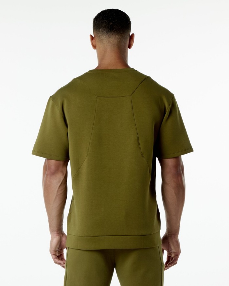 Hanorace Barbati Alphalete ELMTS Half Sleeve Pullover Verzi | 130657-SAB