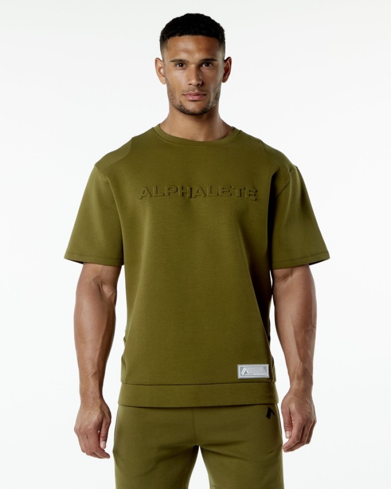 Hanorace Barbati Alphalete ELMTS Half Sleeve Pullover Verzi | 130657-SAB