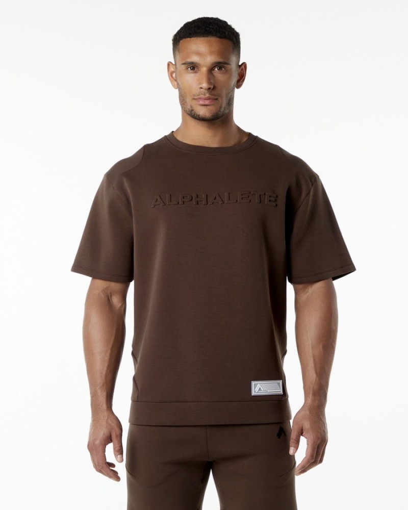 Hanorace Barbati Alphalete ELMTS Half Sleeve Pullover Maro | 306497-LRE